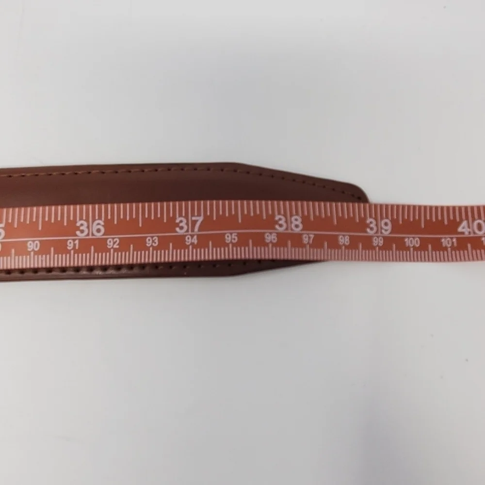 VERA PELLE COGNAC BROWN GENUINE LEATHER BELT ITALY GUNMETAL BUCKLE MEN 44 SLIDE